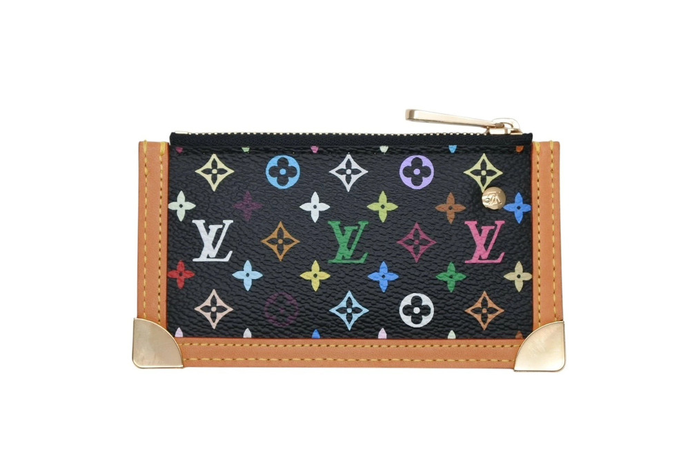 LOUIS VUITTON Pochette coin case Wallet black multicolor Takashi Murakami